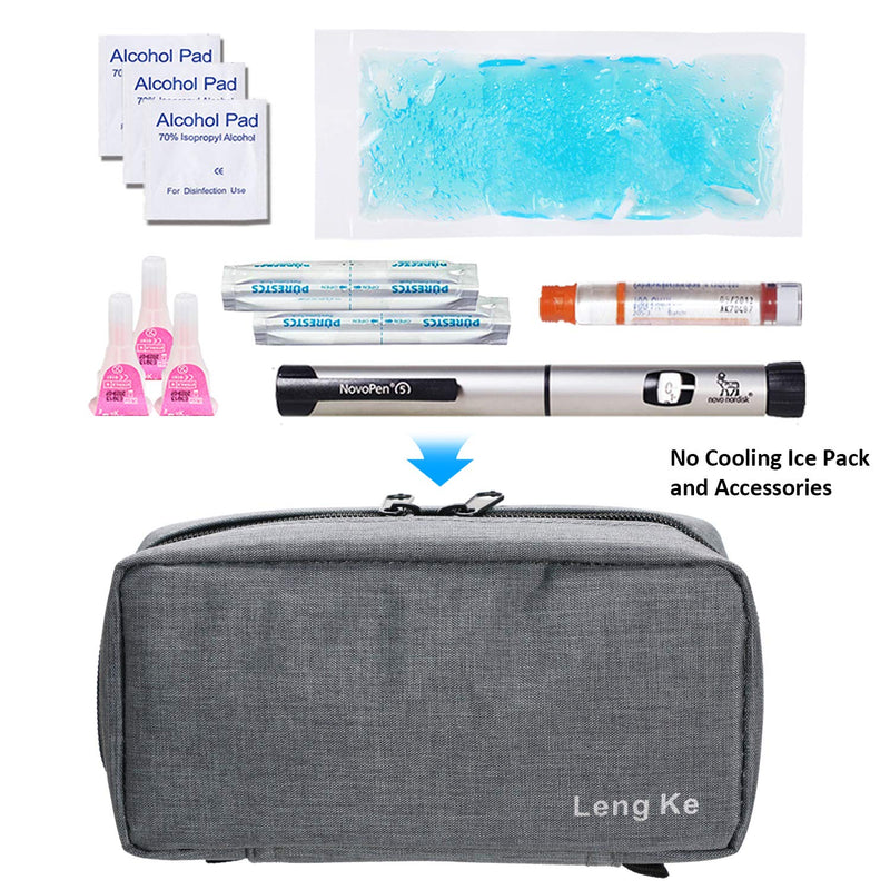 [Australia] - YOUSHARES Insulin Cooler Bag Travel Bag - Medication Diabetic Insulated Portable Cooler Bag for Insulin Pen and Diabetes Cooler Bag, Gray Insulin Bag Grey 