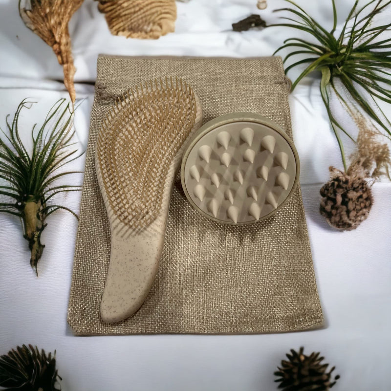[Australia] - Eco-Friendly Detangler Brush w/Scalp Massager| Anit-Knot for Smooth & Frizz-Free Hair| Wet & Dry Scalp Exfoliator w/Soft Silicone Bristles| Dandruff Removal & Hair Growth (KHAKI) Khaki 