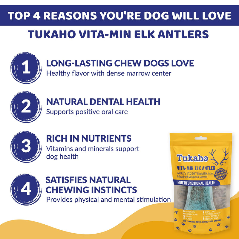New Vita-Min Split Elk Antlers for Dogs Large with Vitamins & Minerals for Overall Health – Natural Dog Dental Treats for Oral Care (Large) 1 Count (Pack of 1) - PawsPlanet Australia
