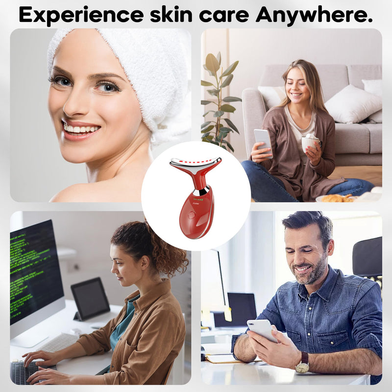 Facial Massager, Portable Face Neck Massager Wand for Skin Care(Red)