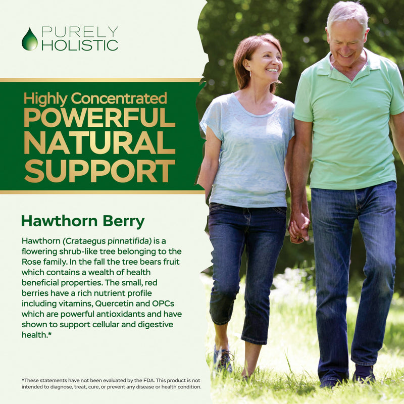 [Australia] - Purely Holistic Hawthorn Berry - 150 Vegan Capsules - 5 Month Supply - High Strength 4:1 Extract - Non-GMO Hawthorne Supplement - Supports Cardiovascular & Digestive Health 