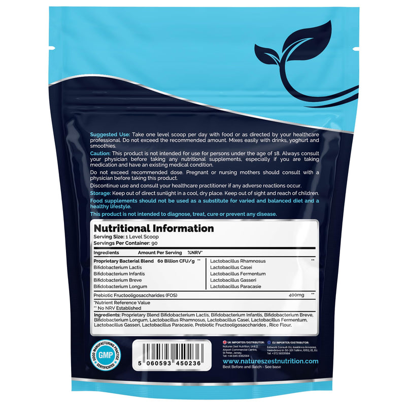 BIO Cultures Complex Probiotics - Fibre Powder - Pre and Probiotics for Gut Health | 9 Strain- 60 Billion CFU Fibre Supplement for Men & Women | Gut Health Supplements Vegan,Gluten Free | 90 Servings