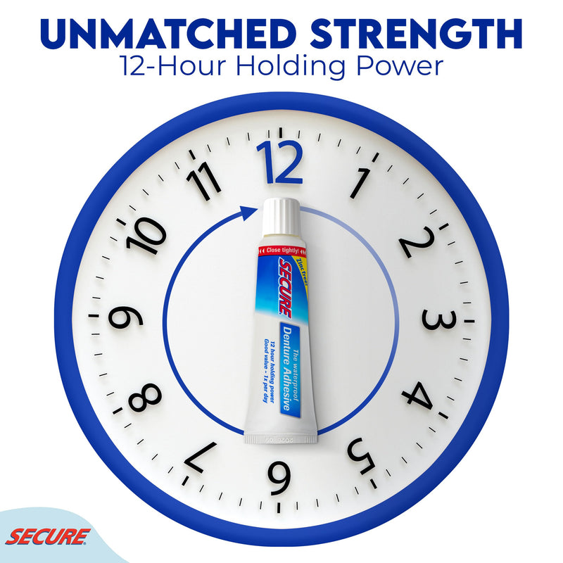 [Australia] - Secure Waterproof Denture Adhesive - Zinc Free - Extra Strong Hold For Upper, Lower or Partials - 1.4 oz (Pack of 5) 
