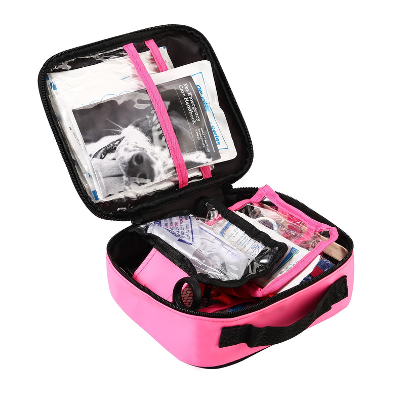 Dog First Aid Kit, Waterproof Pet First Aid Kit for Dog Groomer Car Camping, Pet Grooming Emergency First Aid Kit with Tick Remover, Slip Leash for Home Office Travel Pink - PawsPlanet Australia