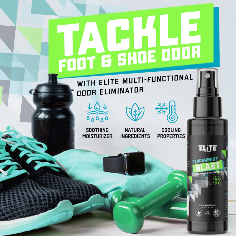 Elite Sportz Shoe Deodorizer (800+ Sprays) - Foot Spray and Shoe Odor Eliminator - No More Smelly Shoes or Stinky Feet with our Peppermint Shoe Freshener - Small Gift for Men & Women