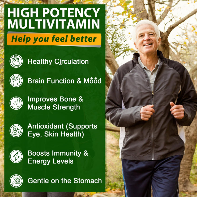 Multivitamin for Men 50 + Plus, Sugar Free Men Multivitamins Gummies w/Omega-3, Coq10, D3k2, Calcium, Magnesium, Zinc, Vitamins A, C & E, Mens Vitamins for 𝖧𝖾𝖱𝗍, Antioxidant, Brain, Bone, 60cts