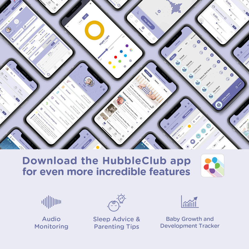 [Australia] - Hubble Eclipse Soother, Kids & Baby Audio Monitor, 7-Color Night Light, Speaker with Calming Music & Sleep Tracks, Baby White Noise Machine, Sleep Trainer with Wi-Fi Connectivity 