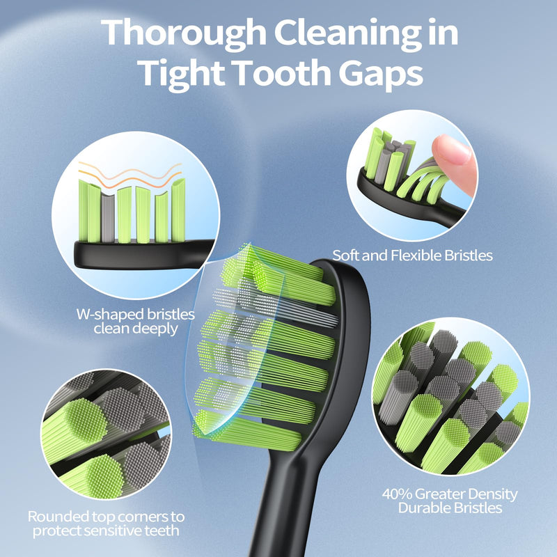 Sonic Electric Toothbrush for Adults: Deep Cleaning for Travel & Sensitive Teeth – Rechargeable Toothbrush with 6 Brush Heads, 42000 VPM, 5 Modes, 100 Days Battery Life for for Home Family Black