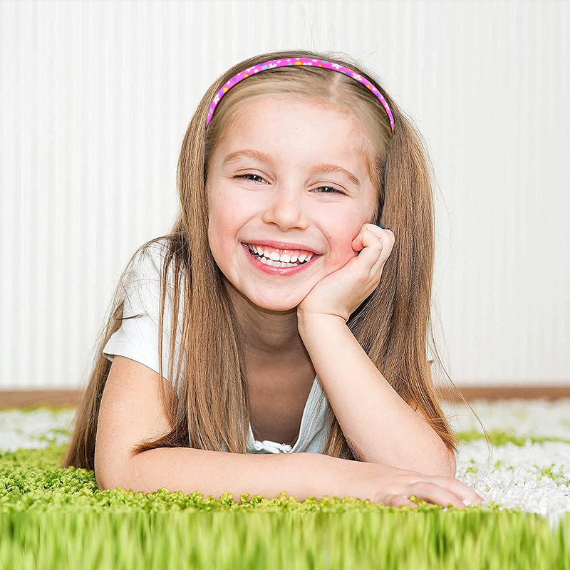 [Australia] - Headbands for Girls 12Pcs Thin Head Bands for Kids Children Hairbands for Toddler Floral Cloth Fabric Covered Headband Birthday Party Favors 1cm floral headbands for girls 