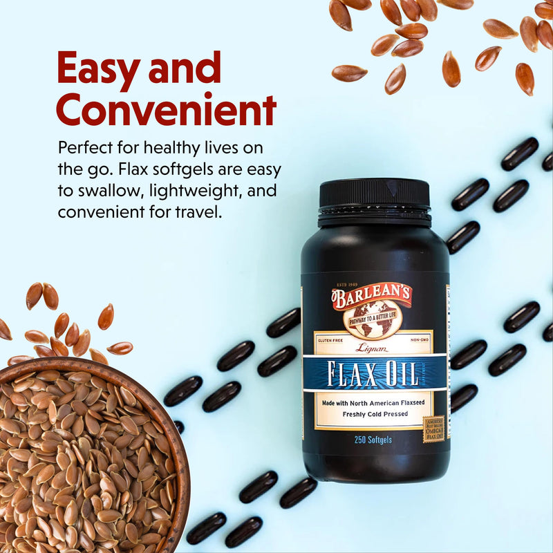 [Australia] - Barlean's Lignan Flaxseed Oil Softgels, Cold-Pressed Flax Seed Supplement with 1,550 mg ALA Omega-3 Fatty Acids for Joint & Heart Health, 1000mg, 250 ct 250 Count (Pack of 1) 