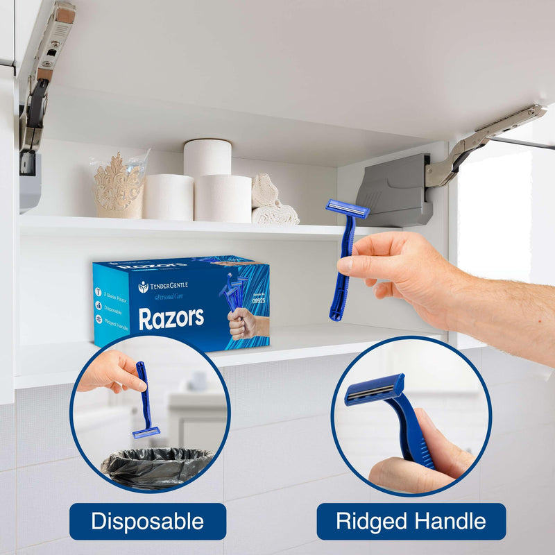 [Australia] - Disposable Razors for Men and Women - Pack of 50 Shavers - 2 Blade Razors, Bulk - for Shaving, Tattoos, Hospitality, and More 1 Count (Pack of 50) 