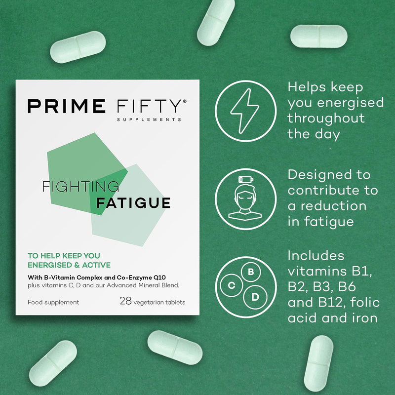 Fighting Fatigue Supplement – 28 Day Supply – Energy Tablet with Vitamin B12, Magnesium & Iron for Over 50s – Co-Enzyme & C, D & B Vitamin Tablets for Tiredness & Fatigue 28 Day Supply (Pack of 1)