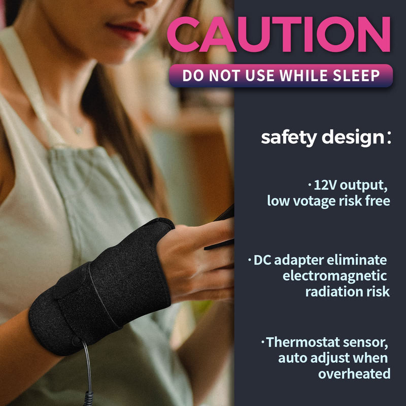 [Australia] - Hand Heating Pad for CMC Joint Thumb Arthritis, Heated Wrap Brace Splint Provides Support and Compression for Right Left Hand. Helps Men Women with Carpal Tunnel Relief, Wrist Pain, Tendonitis L/XL Black 