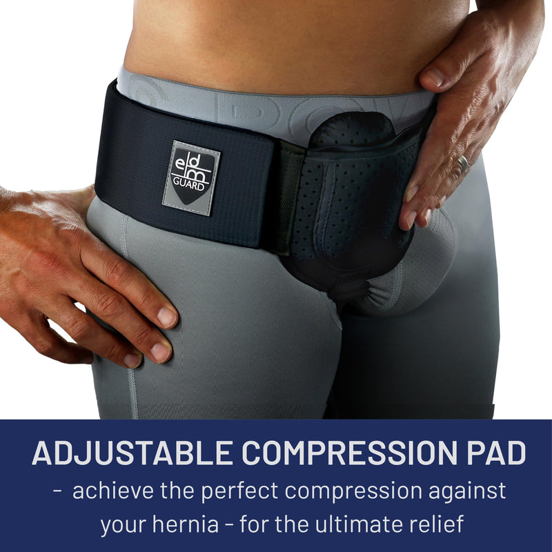 [Australia] - Everyday Medical Inguinal Hernia Support Belt for Men I Fits Left or Right Side I Post Surgery Men and Womens Hernia Support Truss for Inguinal, Groin Hernias I Adjustable Waist Strap I Black | S/M Small/Medium (34-44 IN) 