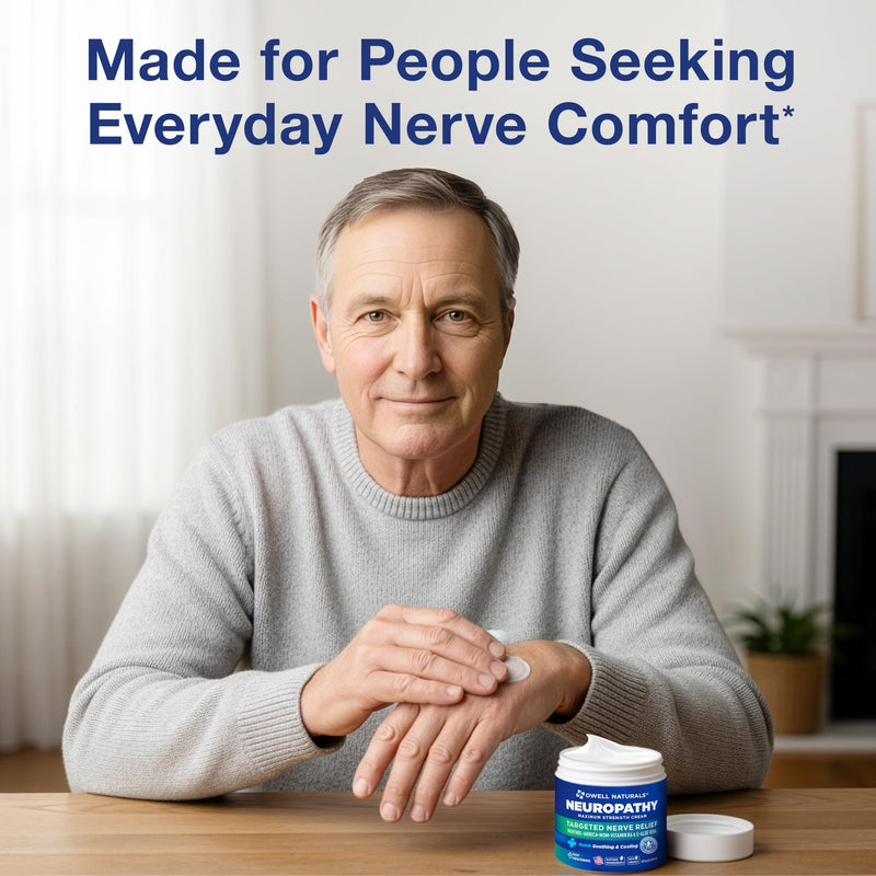 Owell Naturals Neuropathy Cream Extra Strength – Fast Absorbing for Legs, Feet & Hands – Advanced Soothing Formula with Aloe Vera, Arnica, MSM & Vitamin B6 – Made in USA, 4 fl oz 4 Fl Oz (Pack of 1)