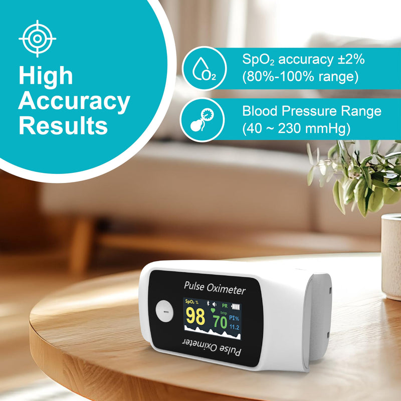 [Australia] - Bluetooth Fingertip Pulse Oximeter with Respiration Pressure,High Accuracy O2 Meter for All Skin, Portable SPO2 & Pulse Rate Monitor for Children Adults,Carry Bag and Lanyard Included 