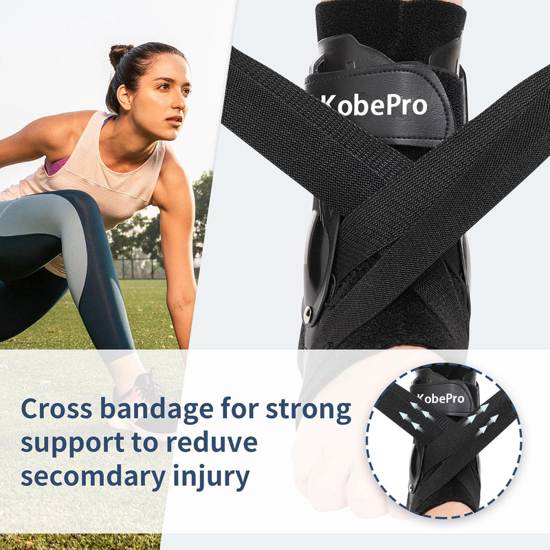 [Australia] - Ankle Brace with Side Stabilizers - Adjustable Ankle Support Sprained Ankle Brace for Ankle Sprained, Achilles Tendon, Plantar Fasciitis, Injury Recovery, Ankles Support for Running, Basketball, Football (Black, Large) Black 