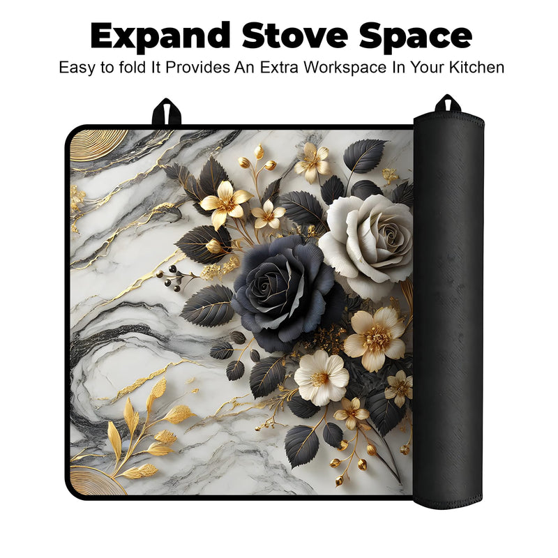 [Australia] - Heat-Resistant Glass Stove Top Cover with Anti-Slip Rubber Coating ‚Äì 28.5x20.5 Inch Electric Stove Protector, Scratch-Resistant, Expands Counter Space, Stylish Kitchen Decor Rose 