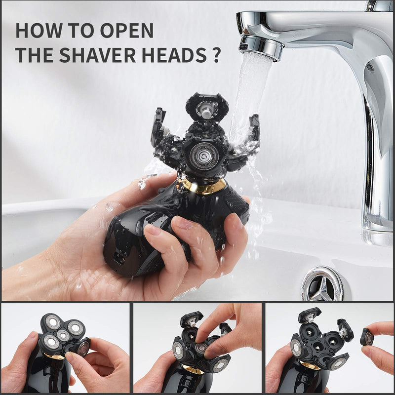 [Australia] - 4 in 1 Electric Head Shaver Set - Bald Shaver, Wet & Dry, Cordless, with Nose & Ear Trimmer, Facial Cleansing, Rechargeable, IPX6 Waterproof Jk-5588 