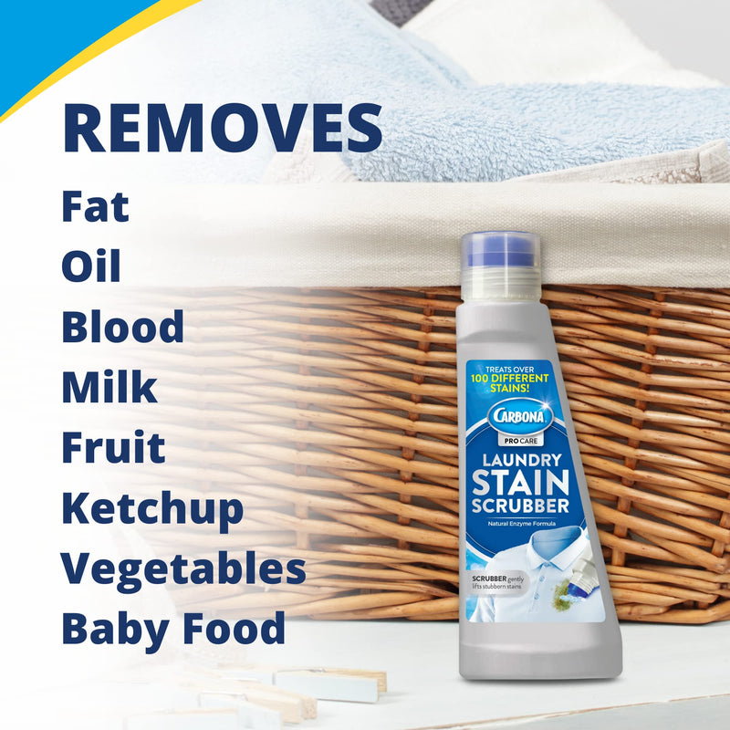 [Australia] - Carbona Laundry Stain Scrubber | Bio-Enzyme Stain Remover | Eliminates Fat, Oil, Blood, Milk, Fruit, Ketchup, Vegetables & Baby Food Stains | Save On Skin & Washable Fabrics | 1 Pack, 8.4 Fl Oz 1 Pack (8.4 Fl Oz) 