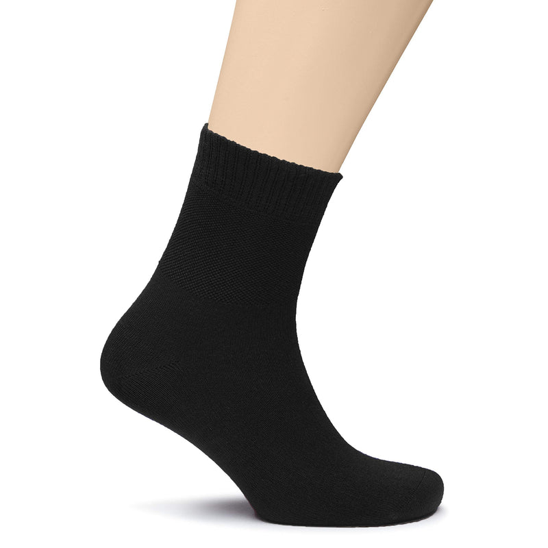 [Australia] - Hugh Ugoli Diabetic Socks for Men, Loose Ankle Socks, Bamboo, Extra-Wide, Thin, Seamless Toe, Non-Binding Top, 4 or 8 Pairs 11-13 04- Black (4 Pairs) 