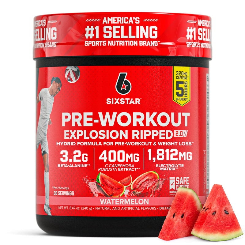 [Australia] - Six Star Pre-Workout Explosion, Watermelon (30 Servings) - Preworkout Energy Powder Supplement for Men & Women - Pre Workout Drink Mix with Creatine & Beta Alanine - Sports Nutrition Products Watermelon V2 