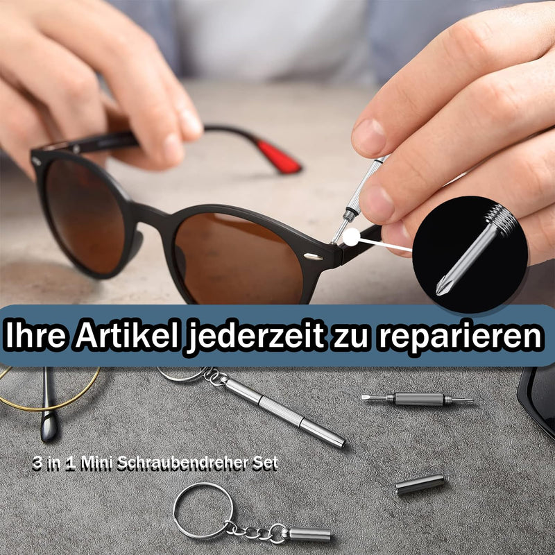 [Australia] - QHKLEW 2 pieces mini glasses screwdriver key chain, 3 in 1 mini screwdriver set, portable stainless steel screwdriver key chain for sunglasses, jewelry and watch repair 
