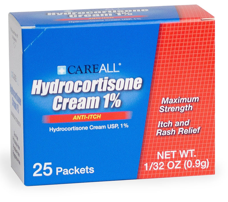 [Australia] - CareAll Hydrocortisone Cream 1% (25 Pack), 0.9gr Foil Packet. Maximum Strength Formulation, Anti-Itch Rash Skin Cream Relieves Itching, Eczema, Insect Bites, Poison Ivy, and Psoriasis 