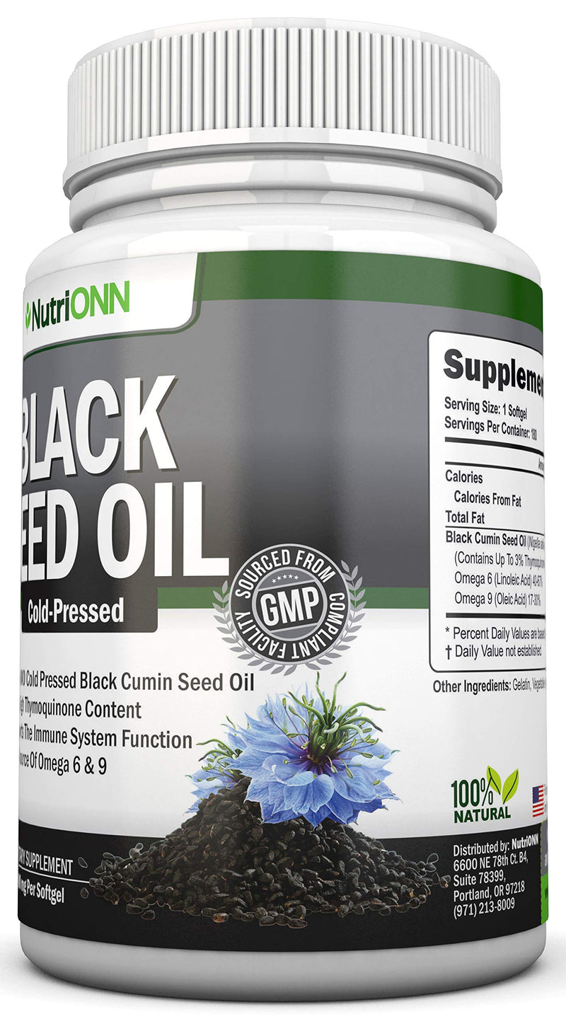 [Australia] - Black Seed Oil - 1000 Mg - 180 Softgels - Cold-Pressed Non-GMO Black Cumin Seed Capsules - Super High Thymoquinone Content - Nigella Sativa - Rich in Omega 6 & 9 Fatty Acids - Immune & Joint Support 