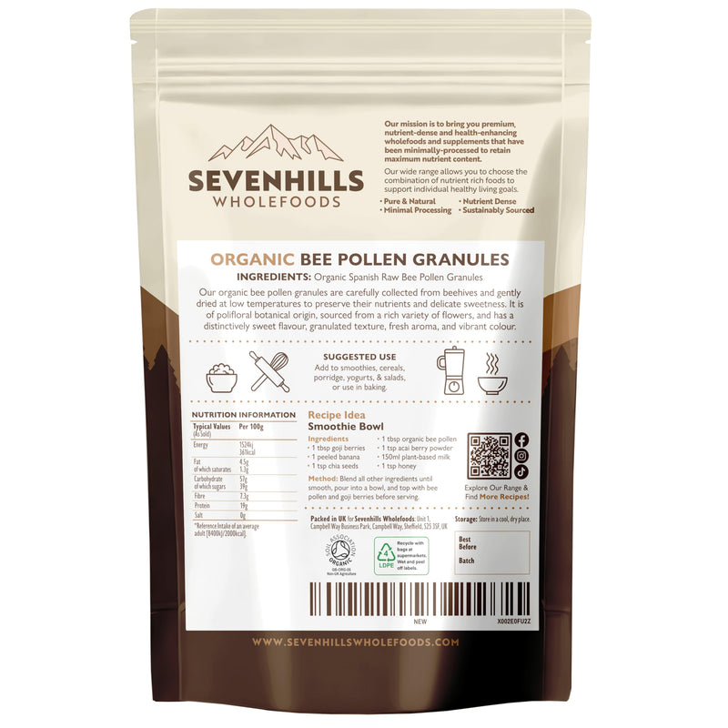 Sevenhills Wholefoods Organic Spanish Bee Pollen Granules 400g, Raw, Ethically Harvested 400 g (Pack of 1)