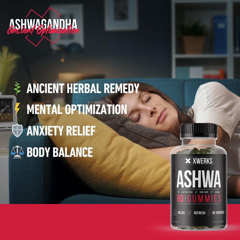 [Australia] - Xwerks Ashwagandha Root Gummies - Extra Strength 1500mg - Natural Supplements for Immunity Support & Strength- Non-GMO Gluten Free and Vegan Gummy Vitamins for Adults - 60CT 