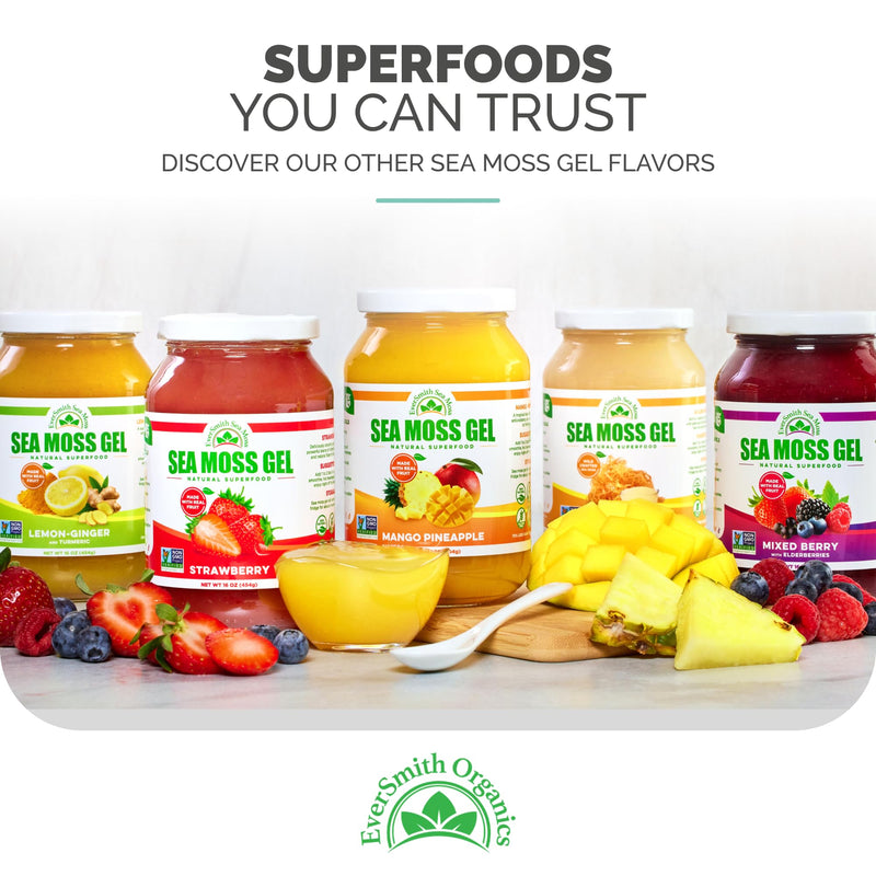 Wildcrafted Irish Sea Moss Gel, Mango Pineapple, 1 Jar | Made in USA, Rich in Nutrients, Sea Moss Gel Raw, Vegetables & Fruits, Sustainably Harvested, Essential Vitamins and Minerals