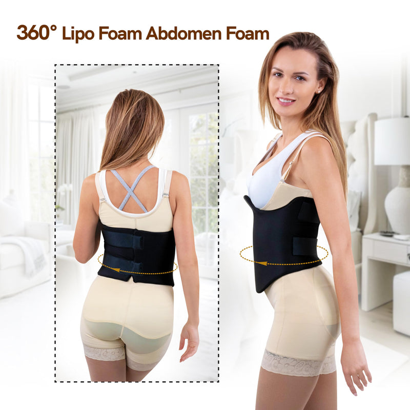 Post Surgery 360 Lipo Foam Wrap Around | Tummy Tuck Binder Post Surgery | Soft & Breathable Material, 360 Wrap around Liposuction | BBL Post Surgery Supplies (X-Large) X-Large