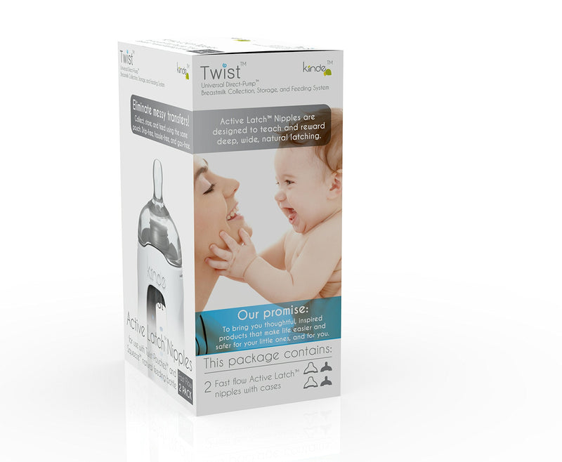 [Australia] - Kiinde Twist Active Latch Nipples for Breast Milk or Formula Feeding - Fast Flow (2 Pack) 1 