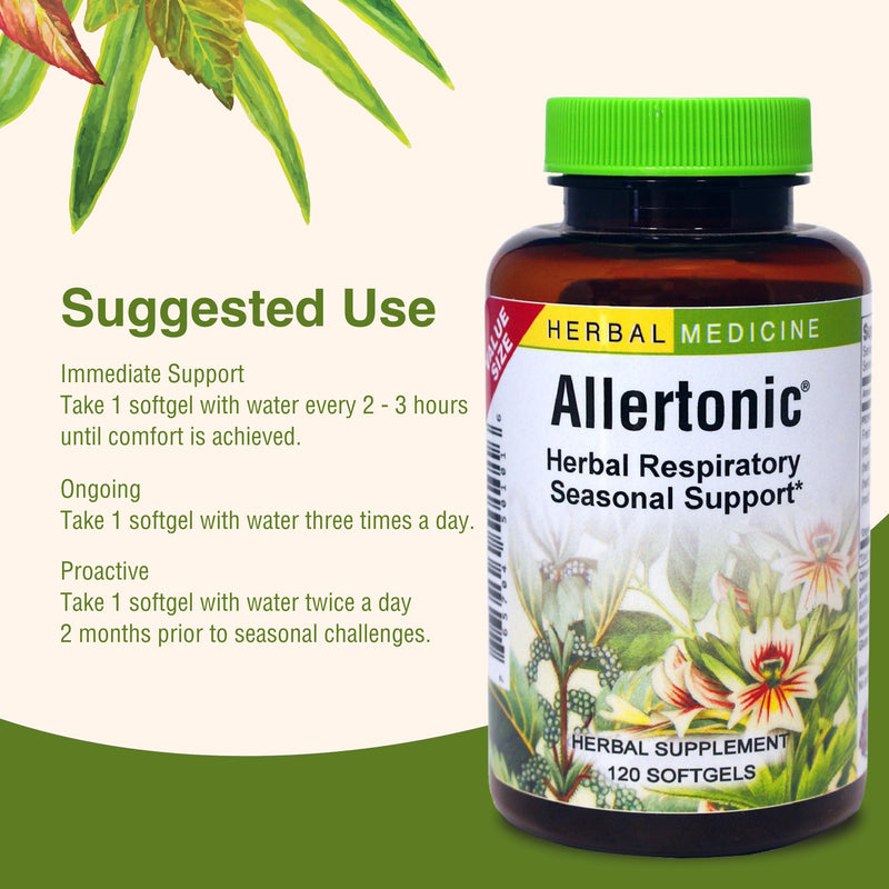 [Australia] - Herbs Etc. Allertonic - Healthy Breathing Support - Herbal Blend to Aid Against Seasonal Discomfort - Lung & Respiratory Health Support with Stinging Nettle - 120 Softgels (120 Servings) 120 Count (Pack of 1) 