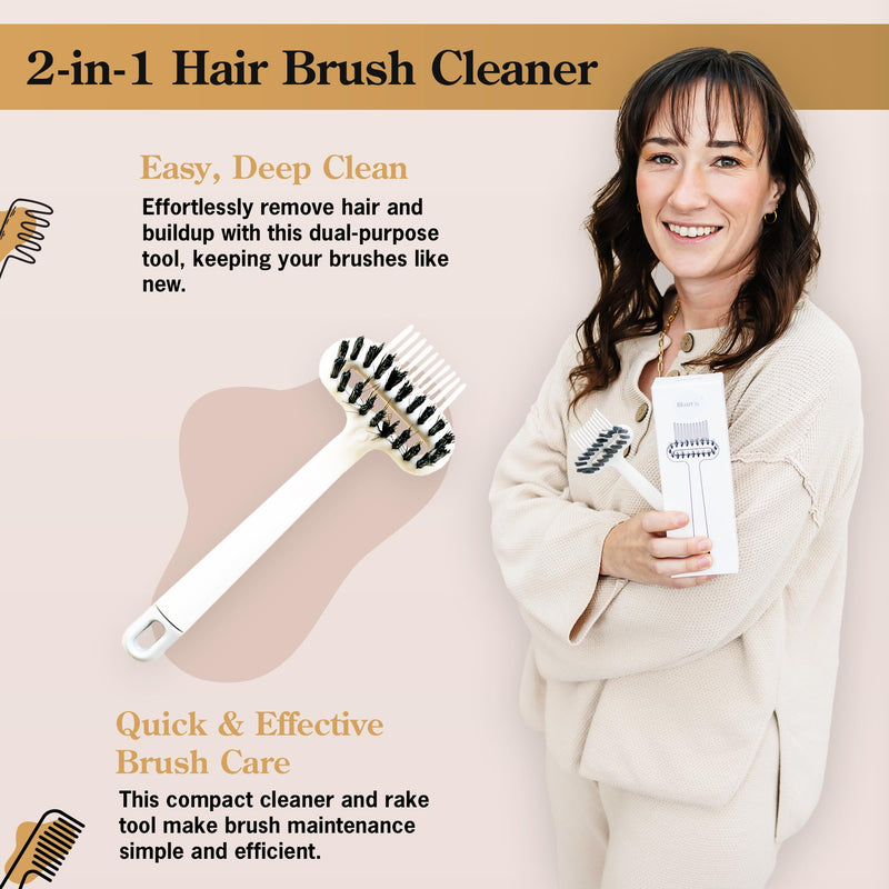 [Australia] - 2-in-1 Hair Brush & Comb Cleaner Tool with Pick: Effective Hairbrush Cleaning Tool for Removing Hair, Lint & Buildup. Easy Brush Disassembly for Salon & Home Use 