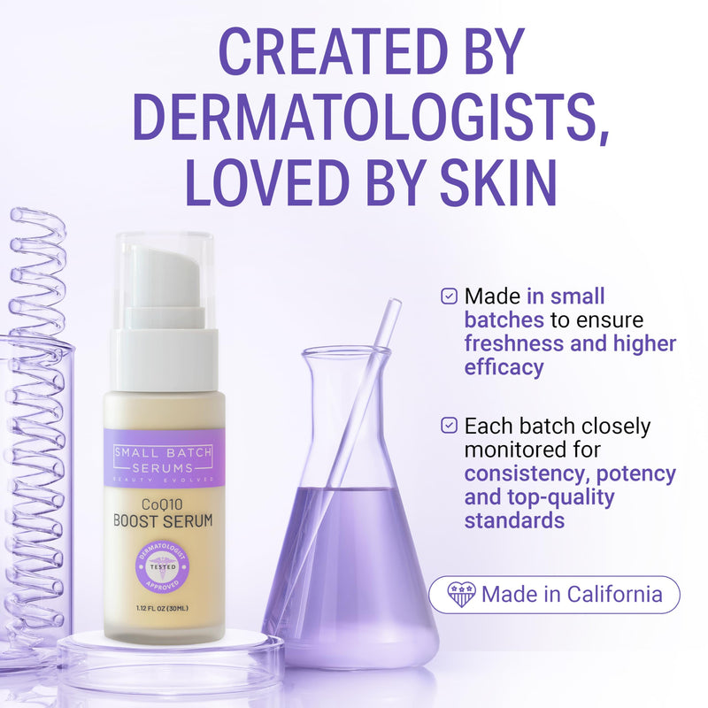 CoQ10 Pure Boost Glowing Face Serum - Coenzyme Q10 Serum with Hyaluronic Acid & Vitamin E for Enhanced Anti Aging Skin Care - Hydrating Hyaluronic Acid Facial Serum - Made in USA CoQ10