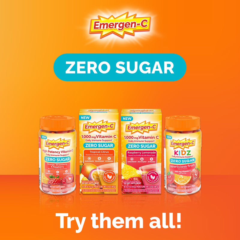 Emergen-C Vitamin C 1000mg Immune Support, Raspberry Lemonade, 36 Packets | Zero Sugar, B Vitamins for Energy, Zinc and Manganese, Electrolytes, Stevia Sweetened, Caffeine Free 6.1 Ounce (Pack of 1)