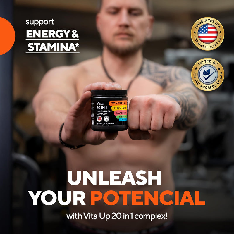 [Australia] - Tongkat Ali for Men 20 in 1 with Astragalus - USA Made Mens Supplement Complex with Black Maca Root, L-Arginine, Ginseng, Calcium, Astragalus for Normal Strength & Endurance Support - 90 Caps 