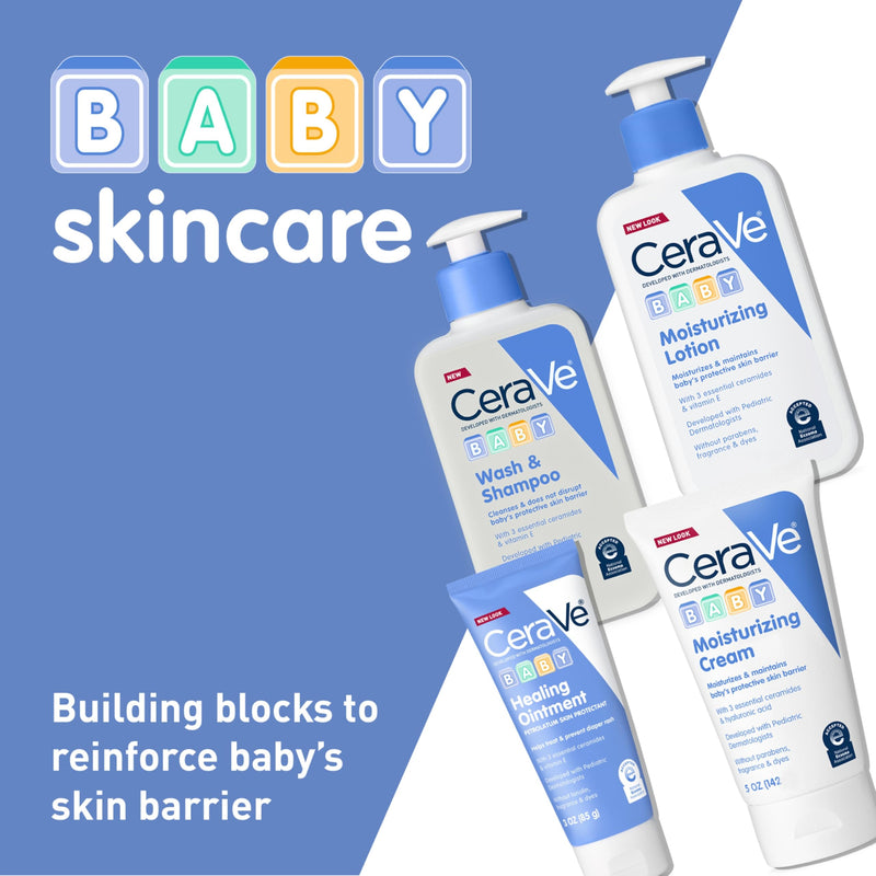 CeraVe Baby Lotion, Baby Skin Moisturizer with Vitamin E & Niacinamide, 8oz | Gently Hydrates Delicate Skin with A Non-Greasy Feel, Free Of Fragrance, Dyes, Paraben & Phthalates 8 Fl Oz (Pack of 1)