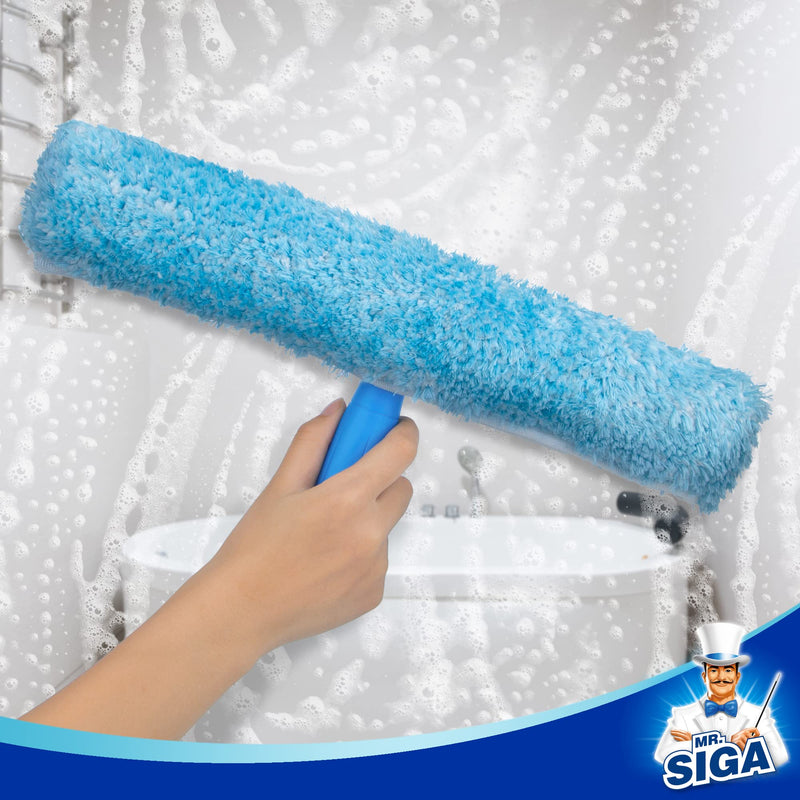 [Australia] - MR.SIGA Professional Window Cleaning Combo - Squeegee & Microfiber Window Scrubber, 14" 14-inch Blue 