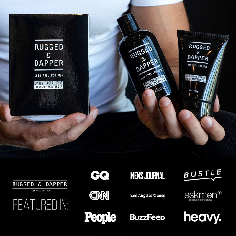 [Australia] - RUGGED & DAPPER Daily Duo Skincare Set for Men | Includes Age + Damage Defense Moisturizer & Daily Power Scrub Face Wash Face Wash & Moisturizer bundle 