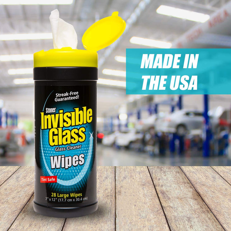 [Australia] - Invisible Glass 90166 28-Count Lint-Free and Ammonia-Free Large Glass Cleaning Wipes are Tint Safe Enjoy Streak Free Windows, Mirrors, and Glass for Home and Auto 28 Count (Pack of 1) 
