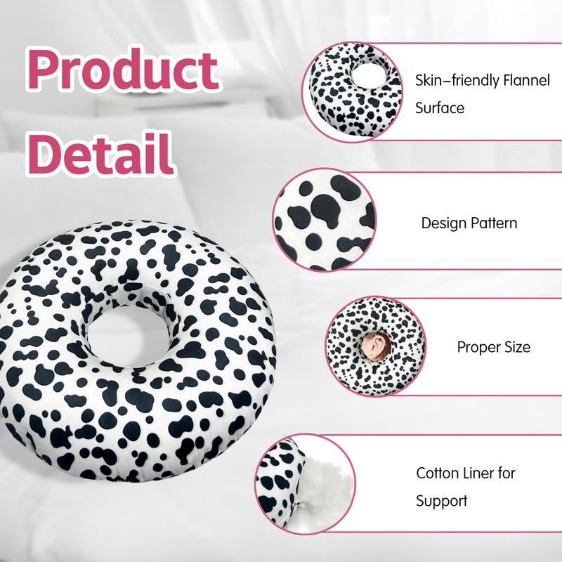 [Australia] - Ear Piercing Pillow for Side Sleepers Pillows with Holes for Ear Pain,Donut Pillow for Ear Side Sleeping Pillow for Adults CNH Ear Pain Relief Pressure Sores Ear Pillow with Hole in Center Cow One Size 