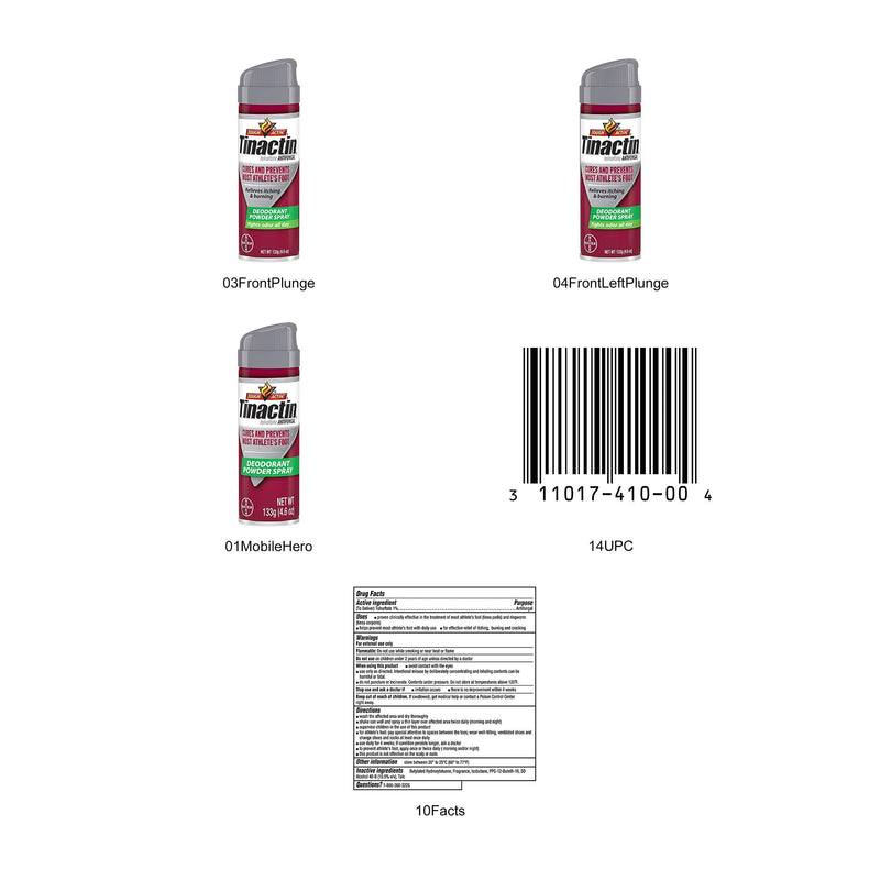 Tinactin Athlete's Foot Antifungal Deodorant Powder Spray, 4.6 oz Can (Pack of 2)