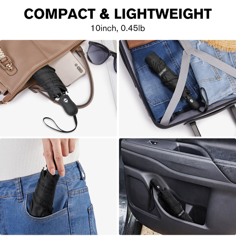 G4Free Mini Ultralight UPF 50+ UV Protection Compact Lightweight Travel Umbrella Travel Umbrella with Ring Carabiner Handle, Automatic Open UV Protection