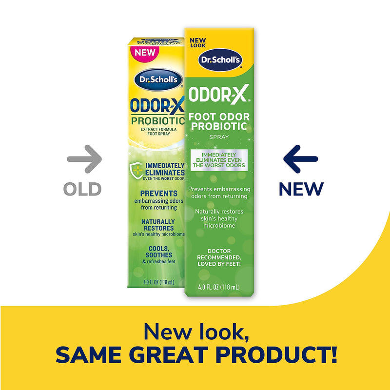 Dr. Scholl's ODOR-X FOOT ODOR PROBIOTIC SPRAY, 4 oz // Immediately Eliminates The Worst Odors & ODOR-X ULTRA ODOR-FIGHTING SPRAY POWDER, 4.7 oz // Destroys Odors Instantly