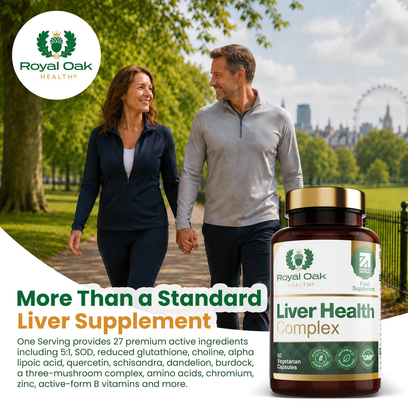 Liver Health Complex | 27 Active Ingredients with Artichoke 5:1, SOD, Reduced Glutathione, Alpha Lipoic Acid, Quercetin, Mushroom Complex, Zinc, Chromium & Active B Vitamins | UK Made