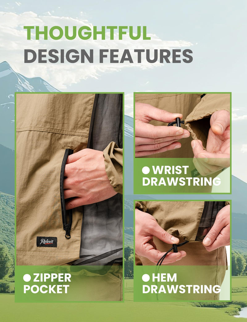 [Australia] - Mosquito Jacket, Durable Bug-Proof Jacket with Adjustable Hood & Pocket, Summer Adventures Mosquito Proof Clothing XX-Large 