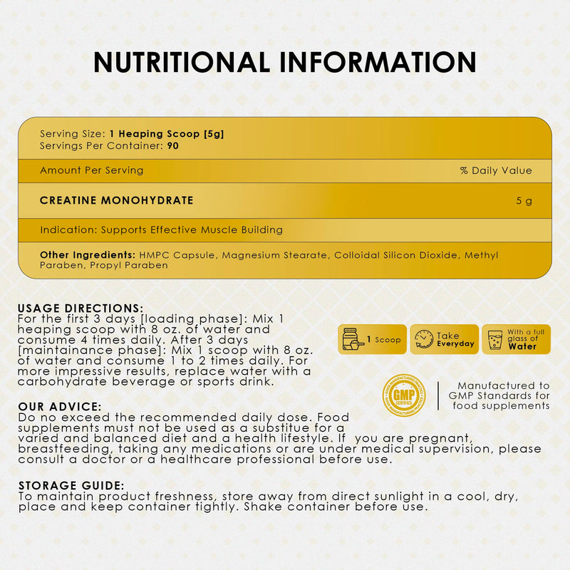 Ambrosial Creatine Monohydrate Powder 5000 mg per Serving x 90 Servings, 450 g - Unflavoured, Vegan Creatine Supplement for Men & Women, GMP-Certified, Non-GMO & Gluten Free